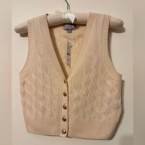 J. Crew Cashmere Beige Cable Knit Cardigan Vest
